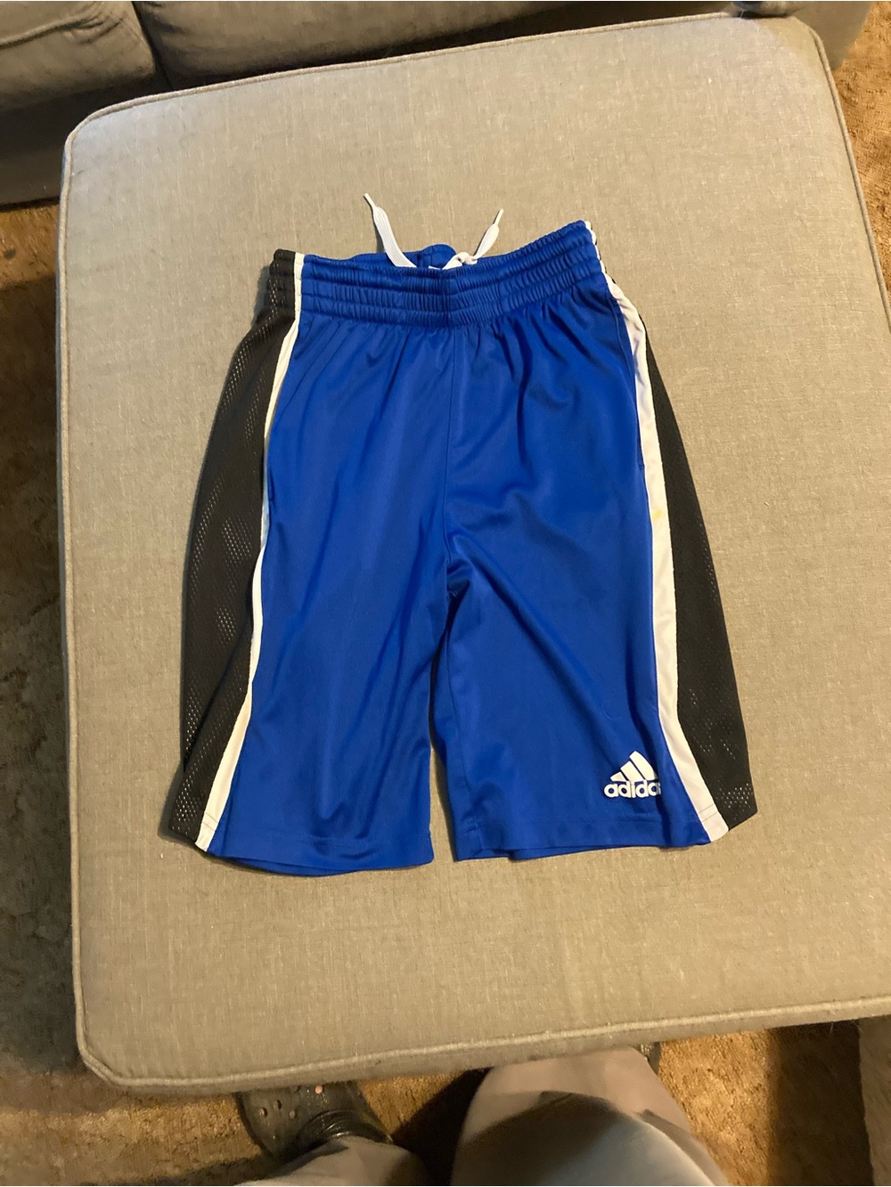 Adidas Mens Blue Soccer Shorts with Black Side Panels